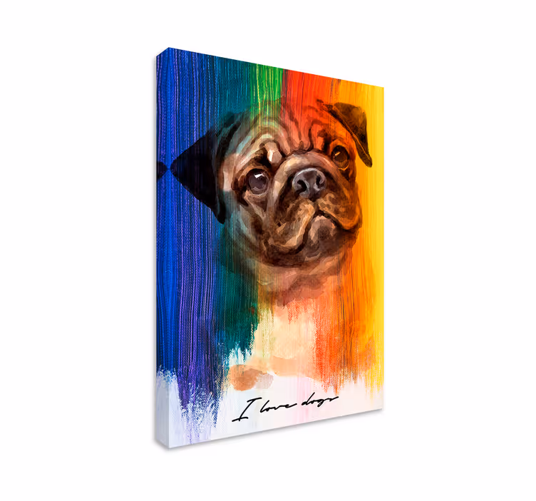 Quadro de cães Pug arco-íris - TenStickers