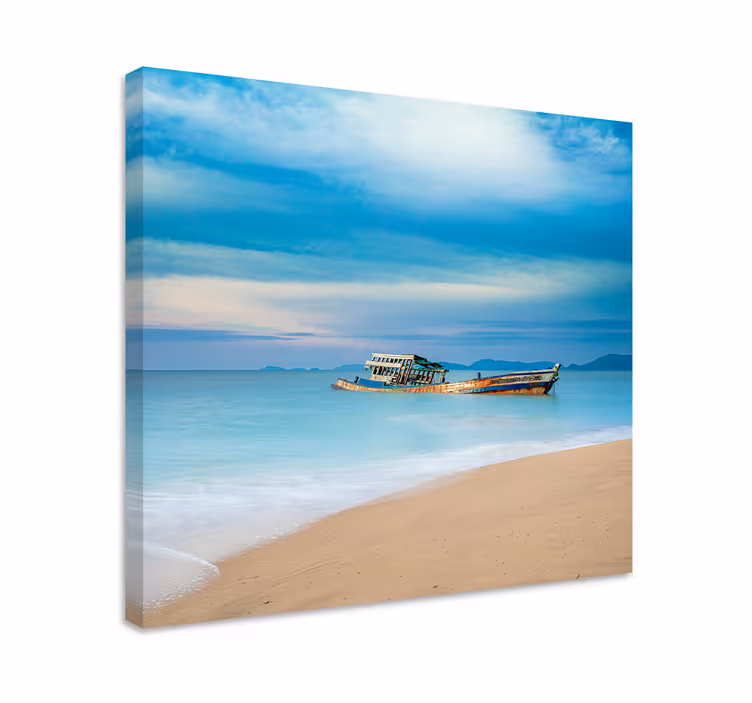 Quadro de paisage Barco na praia - TenStickers