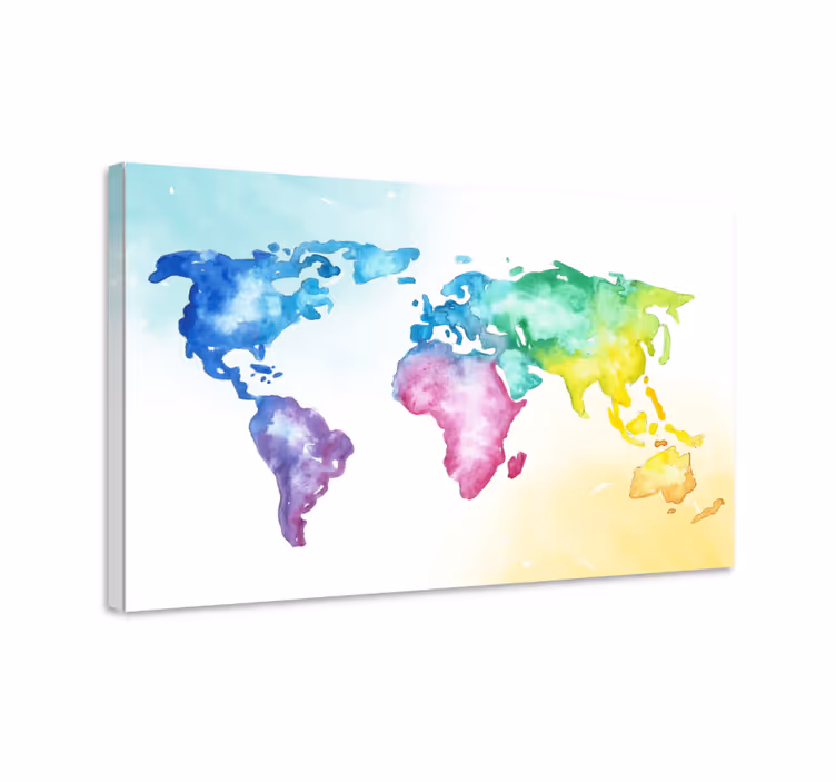 Quadro mapa mundi Gradiente colorido - TenStickers
