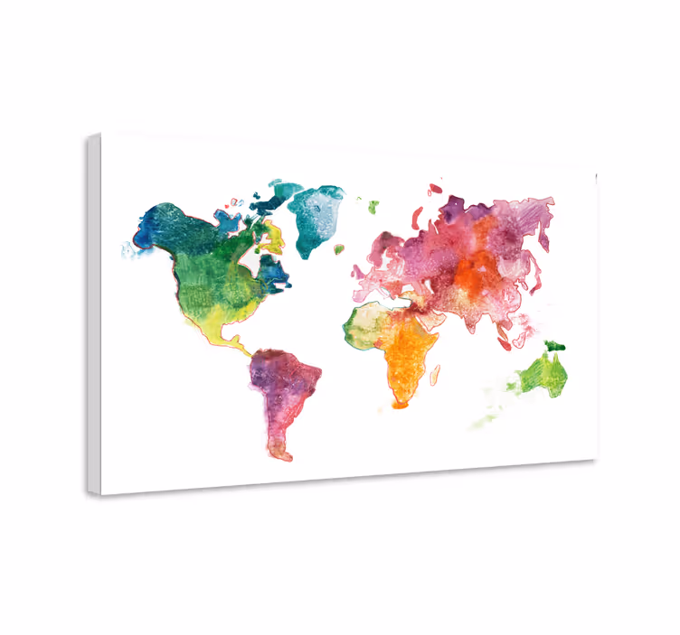 Quadro mapa mundi Colorido - TenStickers