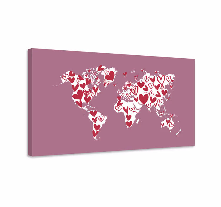 Quadro mapa mundi Amor coração - TenStickers