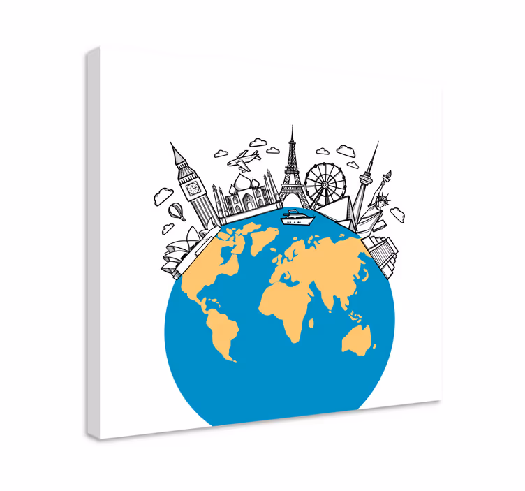 Quadro mapa mundi ícones de referência - TenStickers
