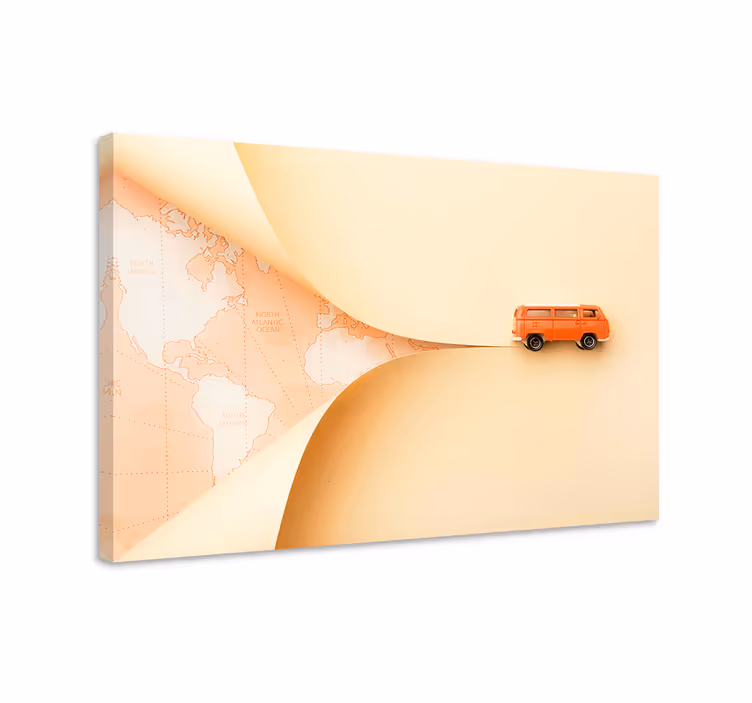 Quadro mapa mundi Viagem de caravana - TenStickers