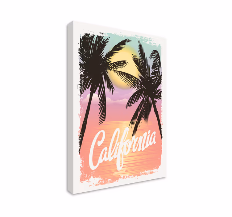 Quadro decorativo para sala Tipografia de praia da califórnia - TenStickers
