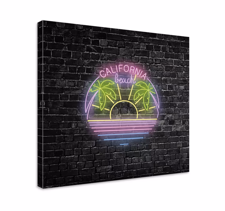 Quadro decorativo para sala Texto neon california beach - TenStickers
