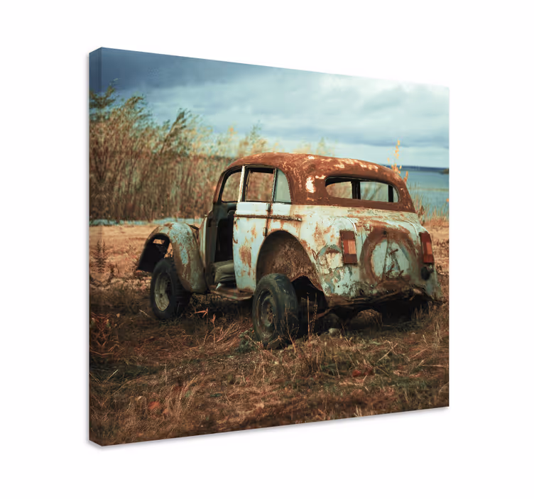 Quadro vintage Carro velho sujo no campo - TenStickers
