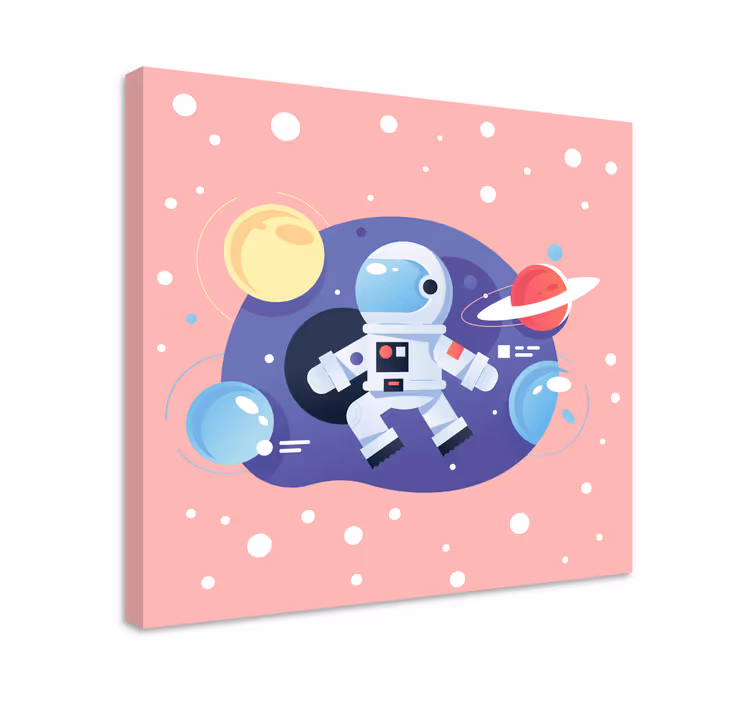 Quadro infantil Cartoon diferentes símbolos do astronauta - TenStickers