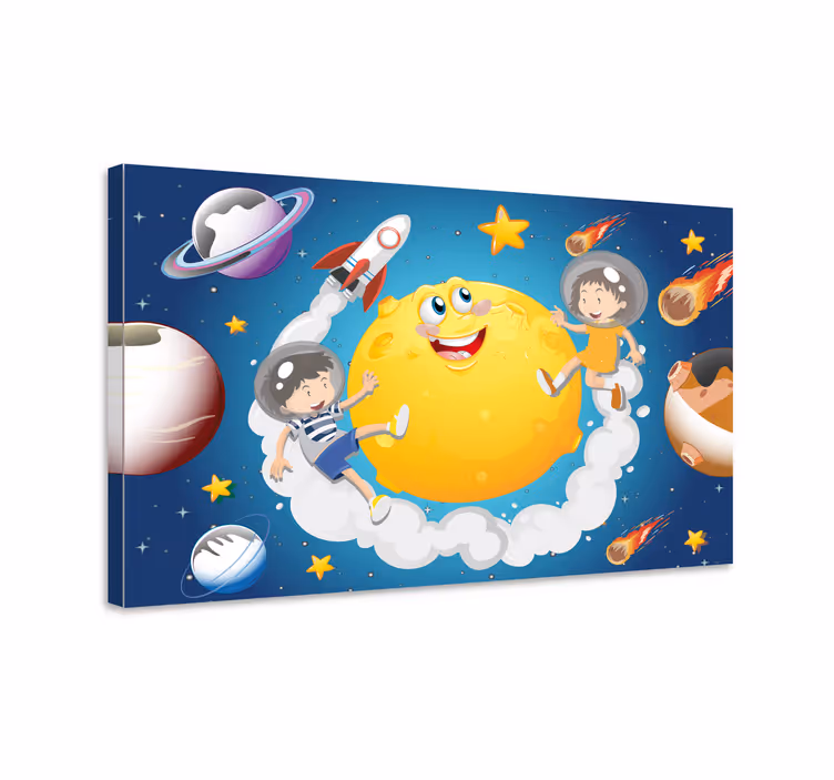 Quadro infantil Desenhos animados de crianças brincando no espaço - TenStickers