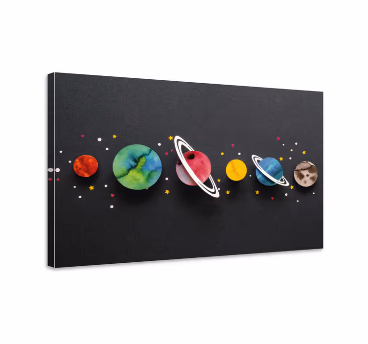 Quadro infantil Planetas de desenho animado em linha - TenStickers