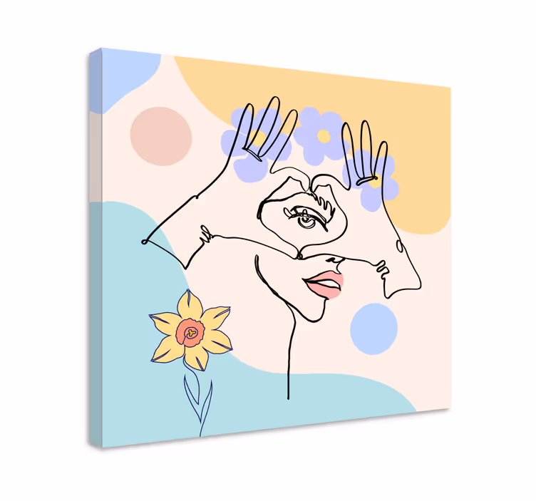 Quadro para quarto ícone feminino de boca de mão - TenStickers