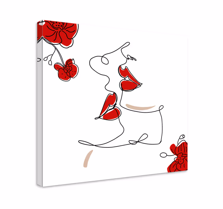 Quadro para quarto Lábios femininos de linha contínua - TenStickers