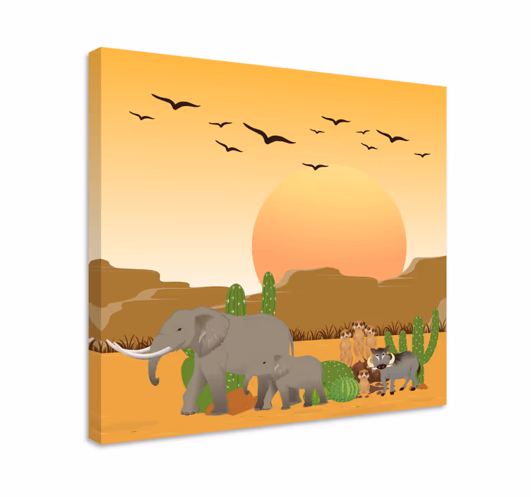 Quadro infantil Animais africanos na selva - TenStickers
