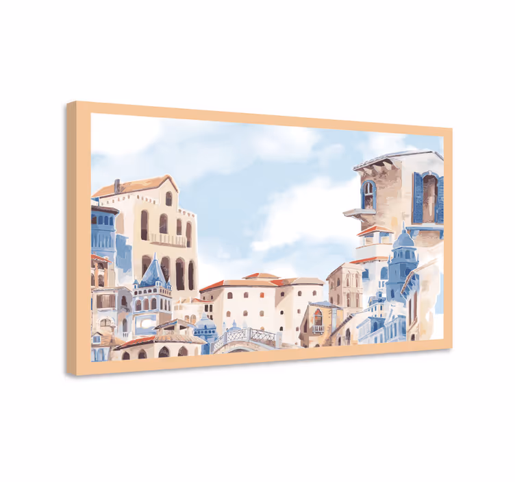Quadro infantil Desenho da cidade em aquarela - TenStickers