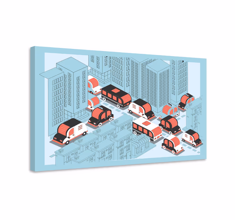 Quartos de cidades cena de tráfego urbano - TenStickers