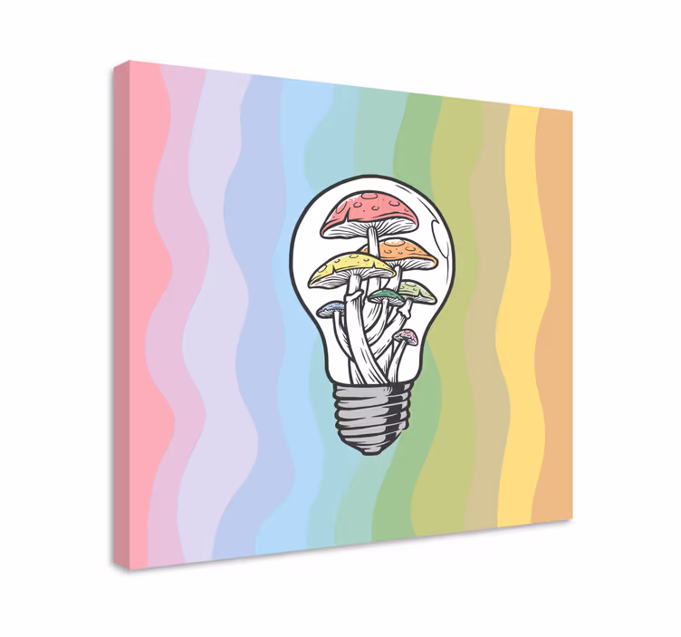 Quadro frase lâmpada de cogumelo - TenStickers