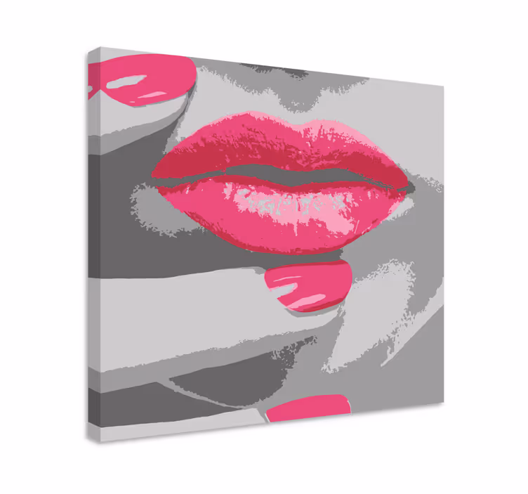 Quadro vintage detalhe de lábio rosa - TenStickers