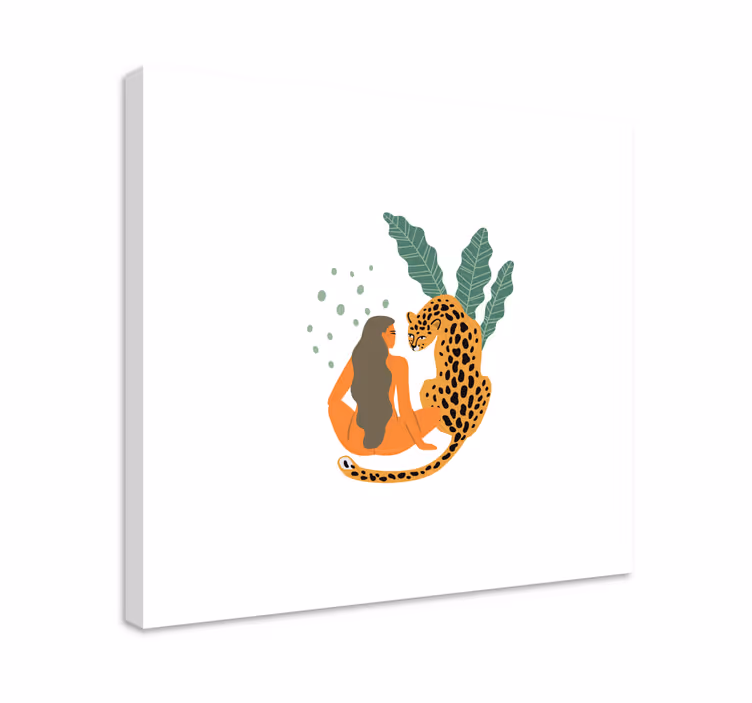 Quadro animais Mulher elegante e padrão de leopardo - TenStickers