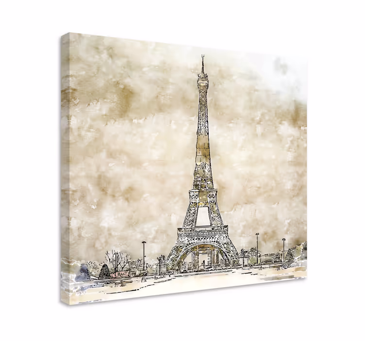 Quartos de cidades Pintura da torre eiffel em aquarela - TenStickers