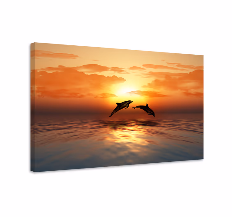 Quadro de paisage Golfinhos pulando à noite - TenStickers