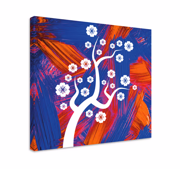 Quadro 3D Branco cereja azul e laranja - TenStickers