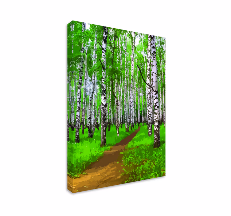 Quadro de paisage Floresta de bétulas com a luz do sol - TenStickers