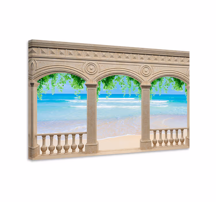 Quadro 3D Arcos desenhados com vista para o paraíso - TenStickers