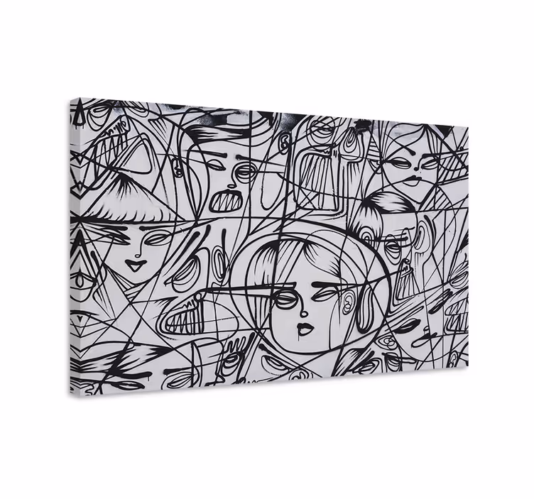 Quadro de arte Rostos abstratos em preto e branco - TenStickers