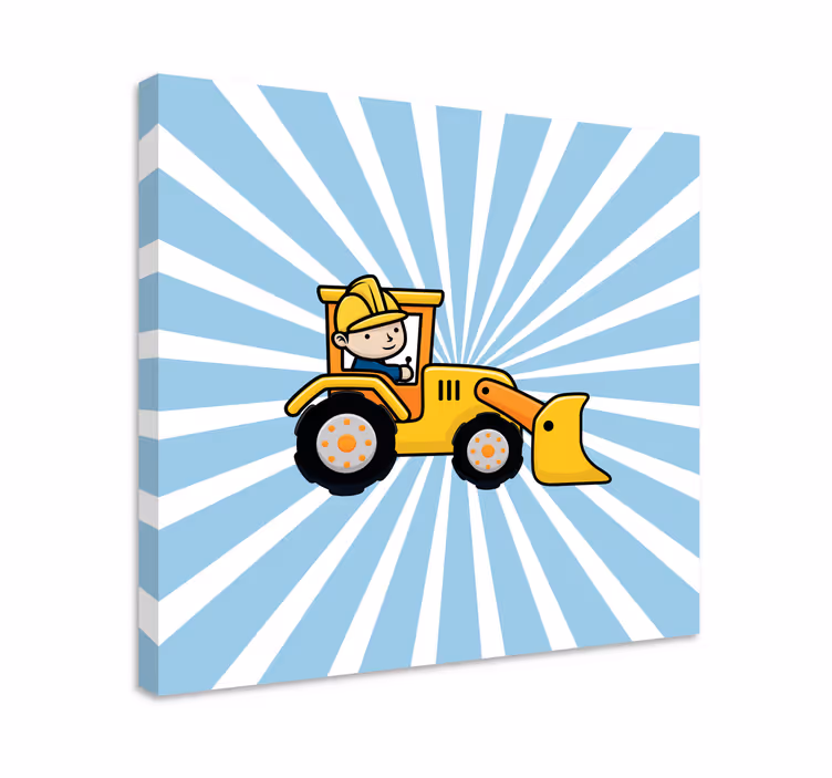 Quadro infantil Escavadeira de desenho animado trabalhando - TenStickers