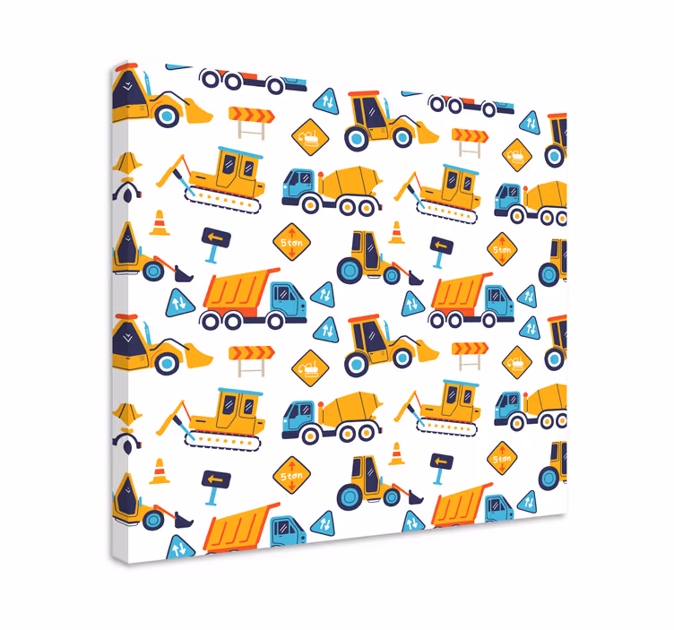 Quadro infantil veículo de construção divertido - TenStickers