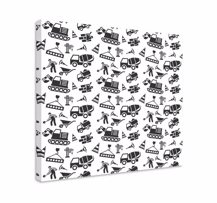Quadro infantil Escavadeiras monocolor e caminhões - TenStickers