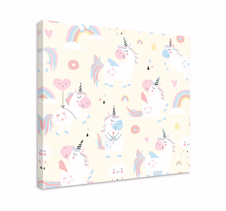 Quadro infantil Felizes unicórnios no país das maravilhas - TenStickers