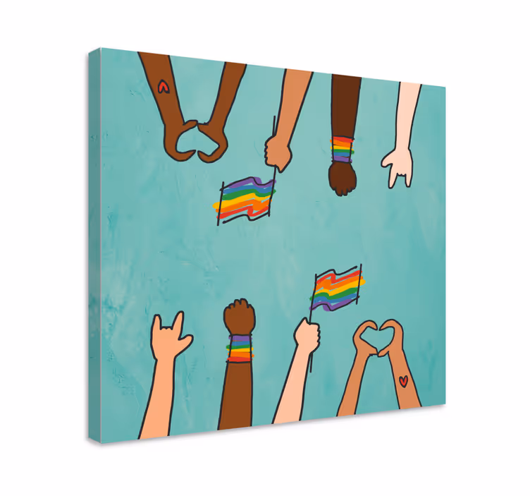 Quadro frase motivacional unidade nas mãos - TenStickers