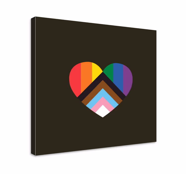 Quadro para lar Bandeira do orgulho atualizada em formato de cora - TenStickers