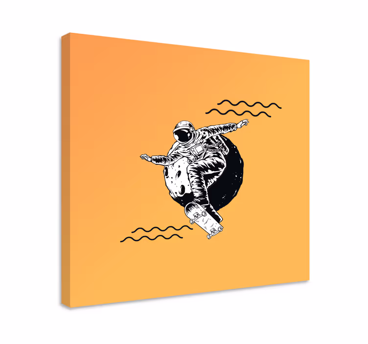 Quadro para quarto Astronauta desenhado à mão com skate - TenStickers