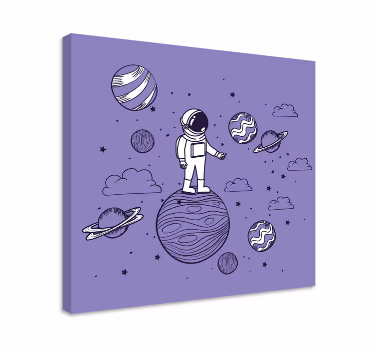 Quadro para quarto Astronauta desenhar com planetas - TenStickers