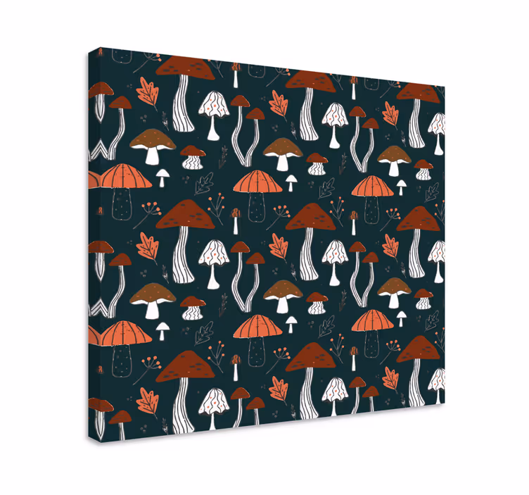 Quadro de plantas Padrão de cogumelo azul - TenStickers