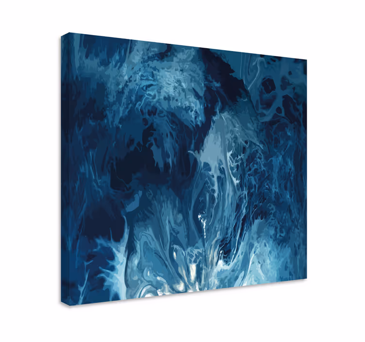Quadro abstrato Ondas de aquarela em tons de azul - TenStickers