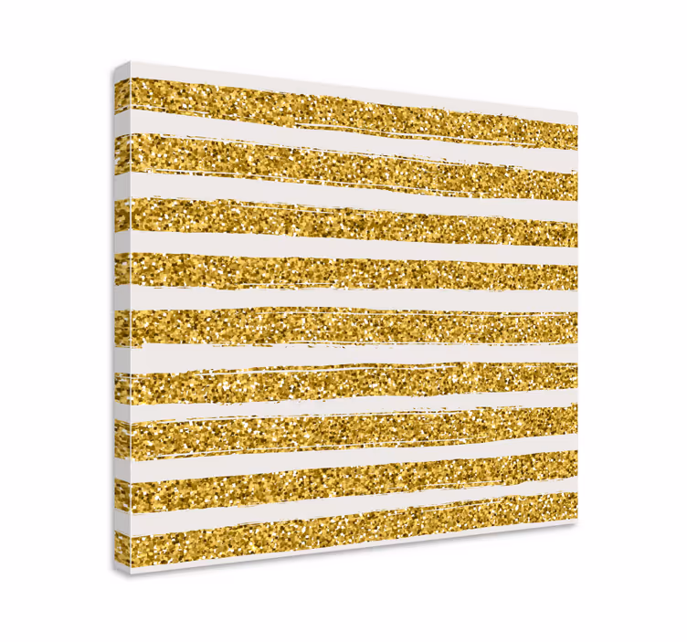 Quadro decorativo abstrato listras douradas com brilho - TenStickers