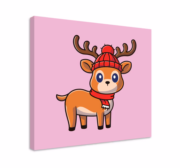 Quadro decorativo de cavalos e cervos fofos em cartoon - TenStickers