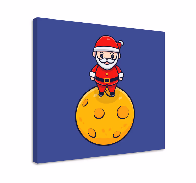 Quadro de natal Papai noel na lua - TenStickers