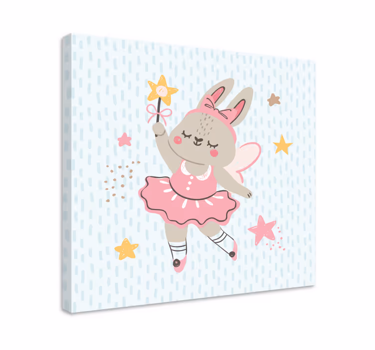 Quadro infantil Ilustração da fada do coelho com estrelas - TenStickers