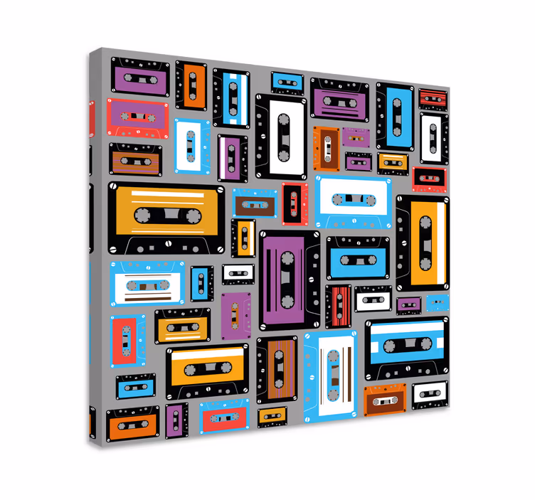 Quadro vintage Padrão de fita cassete retro anos 80 - TenStickers