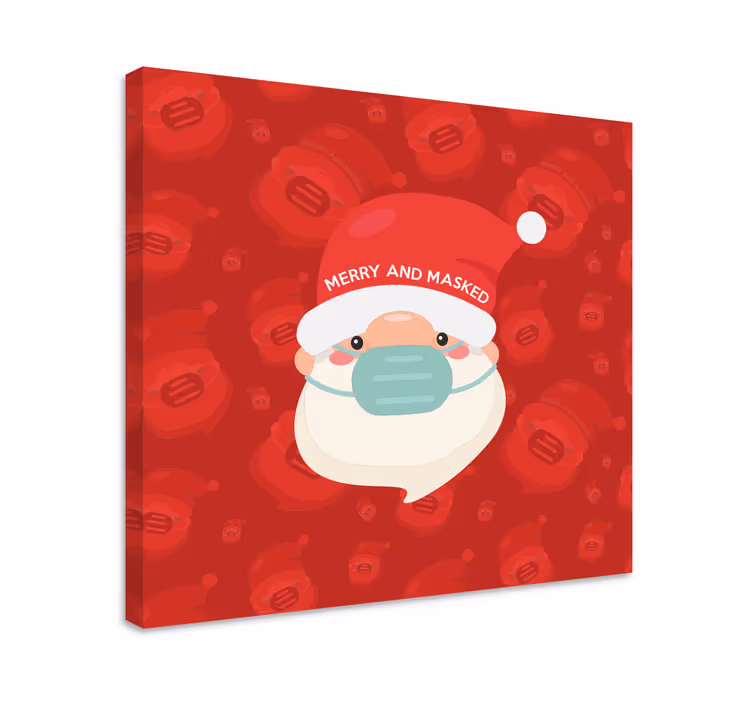 Quadro com o abecedário do papai noel feliz de máscara - TenStickers