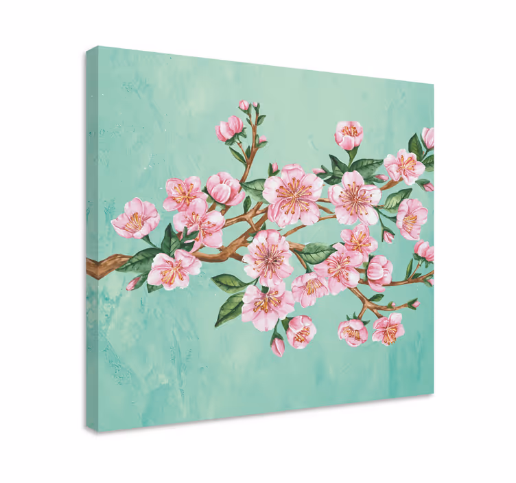 Quadro vintage Galho de árvore com flores rosa - TenStickers
