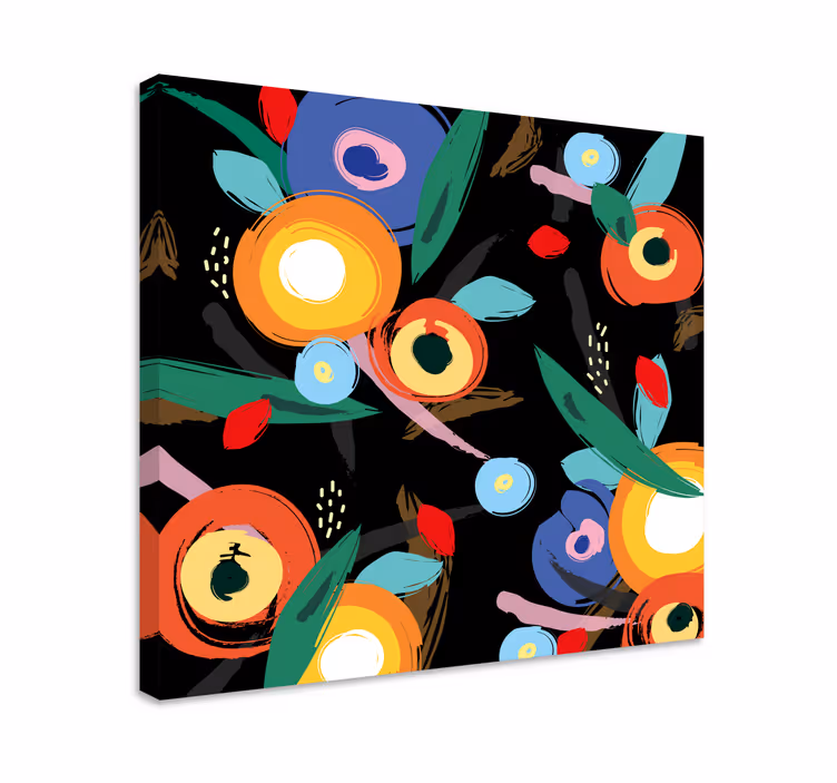 Quadro de arte Flores e folhas abstratas - TenStickers