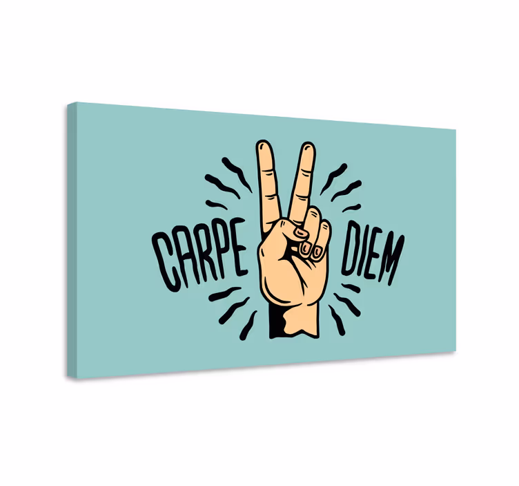 Quadro com letras gesto de carpe diem com a mão - TenStickers