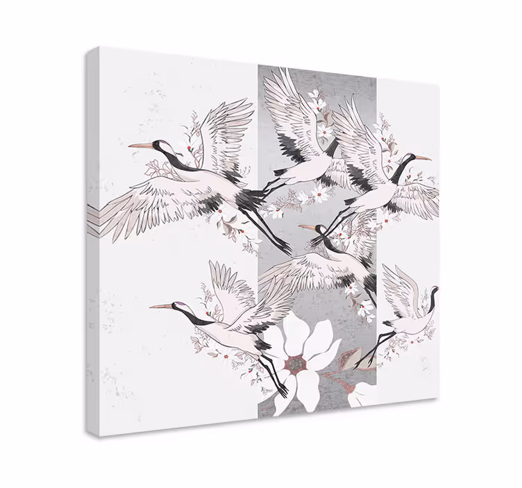 Quadro de arte Tarja artística de pássaros orientais - TenStickers