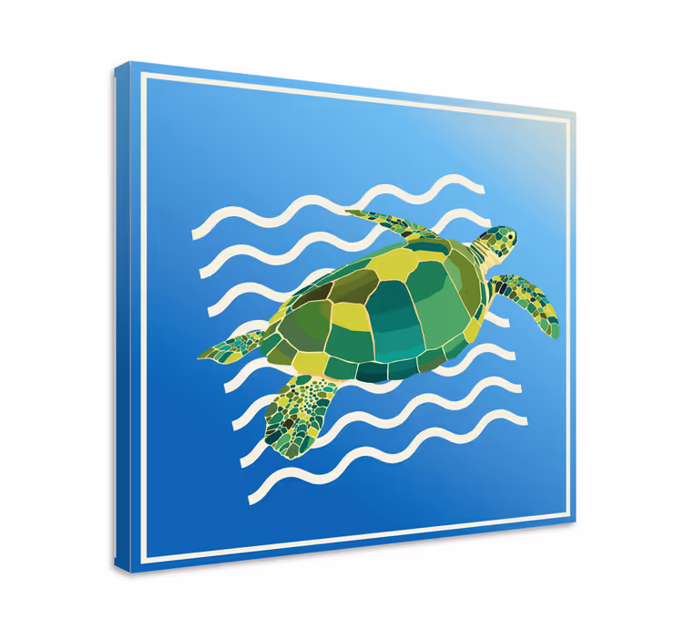 Quadro animais Animais geométricos tartaruga verde - TenStickers