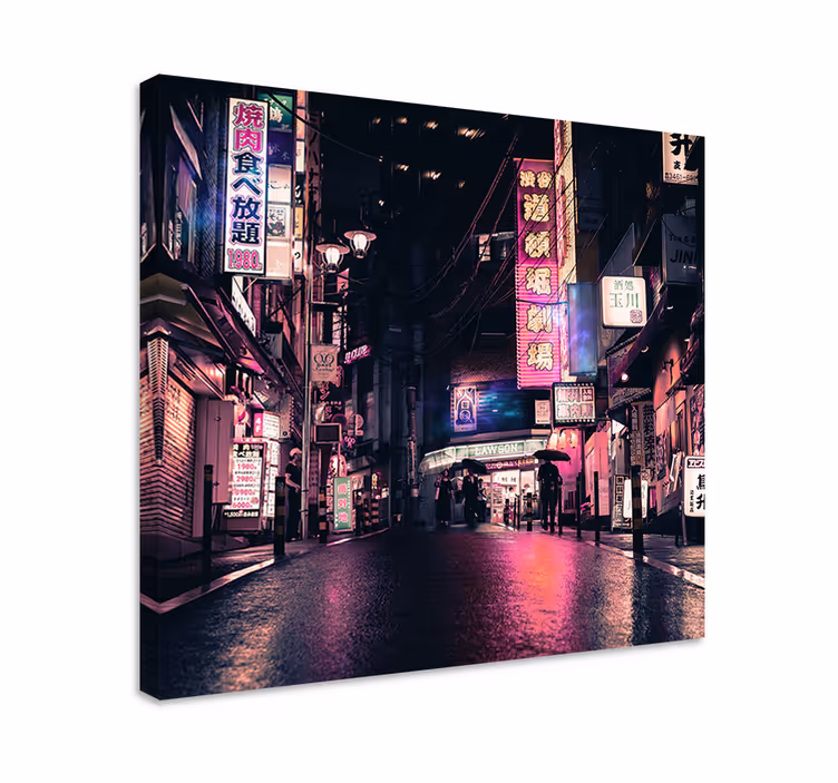Quartos de cidades ruas neon da cidade - TenStickers