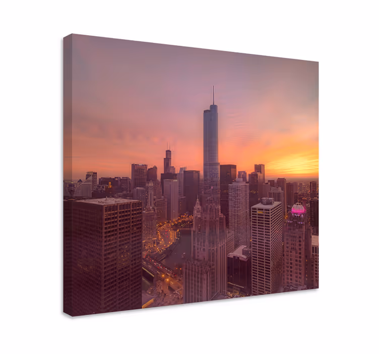 Quartos de cidades ao pôr do sol em chicago - TenStickers